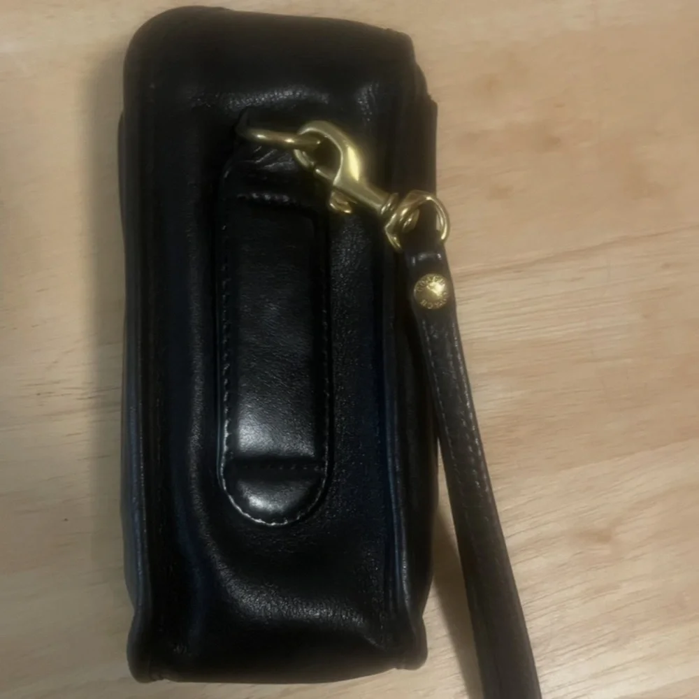 Black Coach Leather Phone Case with Gold Accents